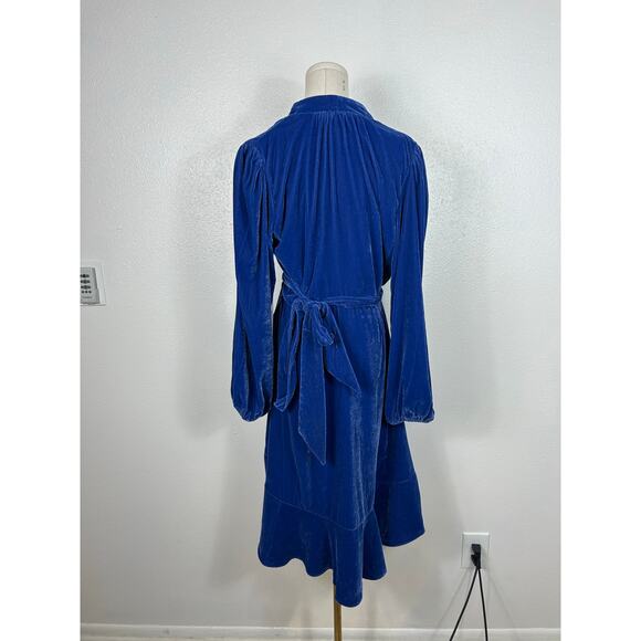 Summersalt NWT The Sustainable Velvet Collection Wrap Dress Blue 12 Holiday - Picture 11 of 11